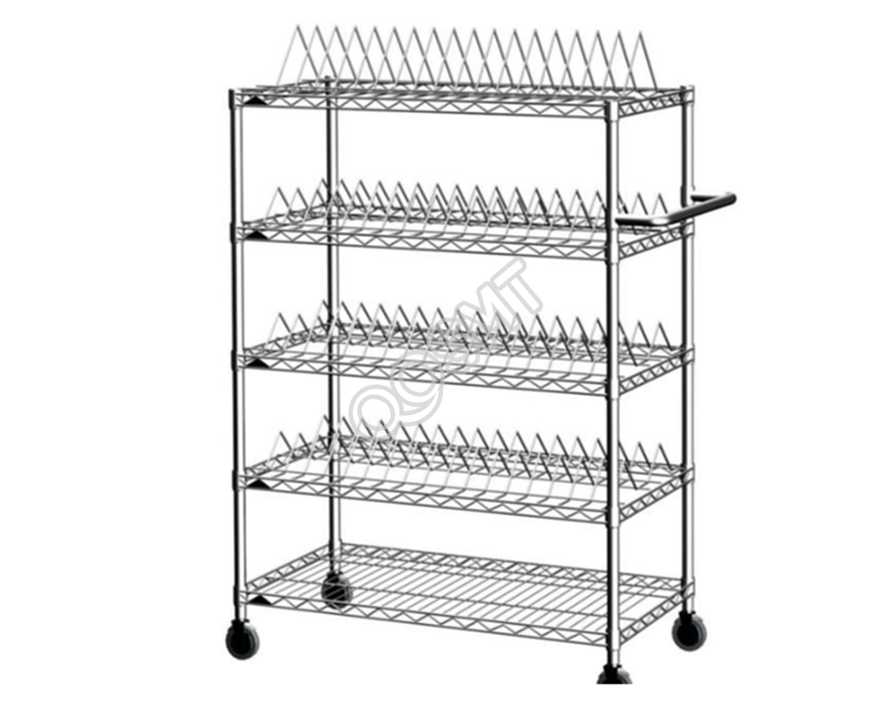 Carbon Steel SMT ESD SMD PCB Reel Storage Shelving Rack Trolley Cart