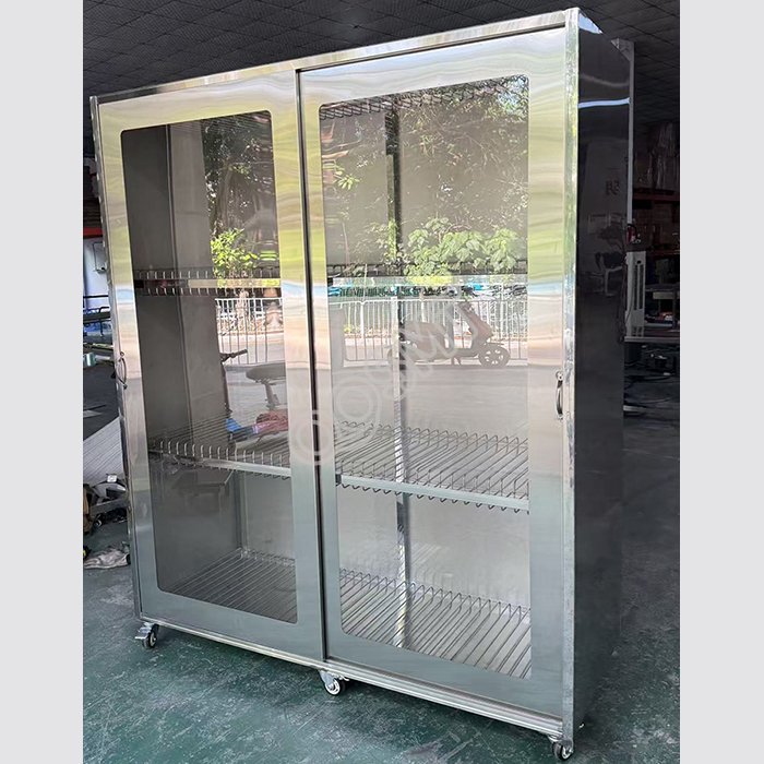 Fully enclosed stainless steel SMT stencil rack / Stencil cabinet with acrylic glass doors